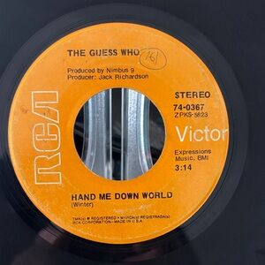 RCA Victor Vinyl Record - Hand Me Down World The Guess Who